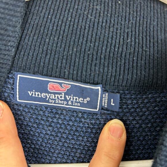 Vineyard Vines Men’s L Blue Cotton Knit 1/2 Zip Long Sleeve Casual Sweater - Picture 5 of 6